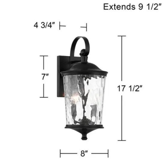 John Timberland Cirilla 17 1/2" High Modern Outdoor Wall Light Fixture Mount Porch House Exterior Weatherproof Matte Black Metal Clear Glass Shade image {3}