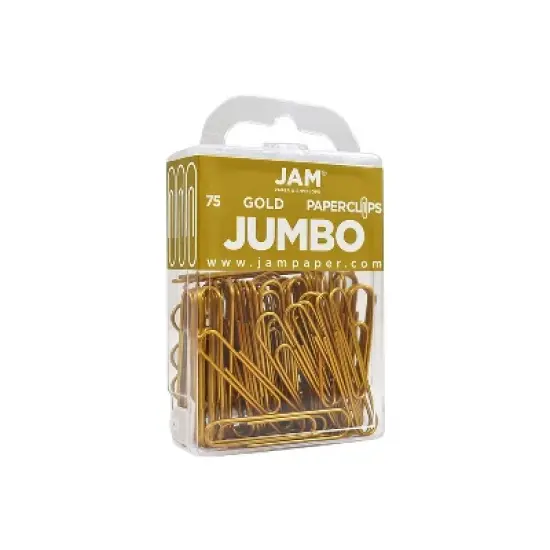 JAM Paper Colored Jumbo Paper Clips Large 2 Inch Gold Paperclips 21832060A image {2}