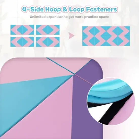 Costway Gymnastics Gym Mat 4-Panel Folding Lightweight Gymnastics Tumbling Mat with Hook Navy/Blue/Purple/Pink image {6}