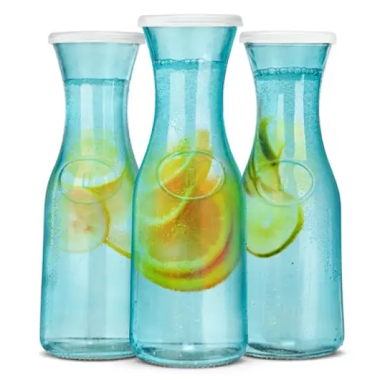 Kook Glass Carafe Pitchers, Beverage Dispensers, Set of 3, 35 Oz image {1}