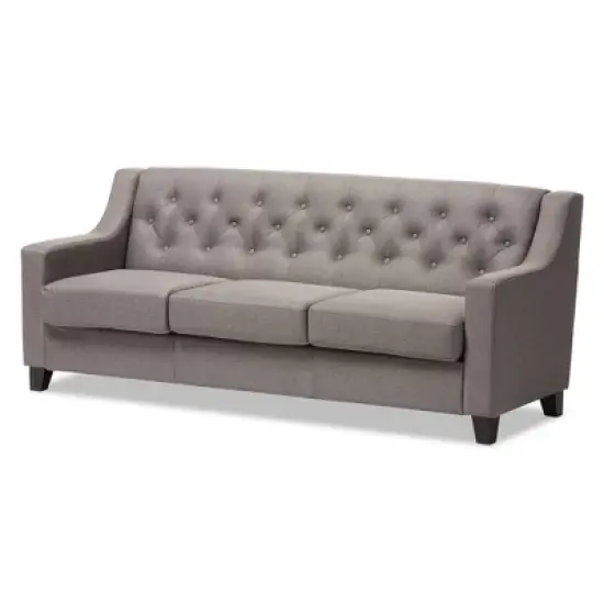 Arcadia Modern and Contemporary Fabric Upholstered Button Tufted Living Room 3 Seater Sofa - Baxton Studio image {4}