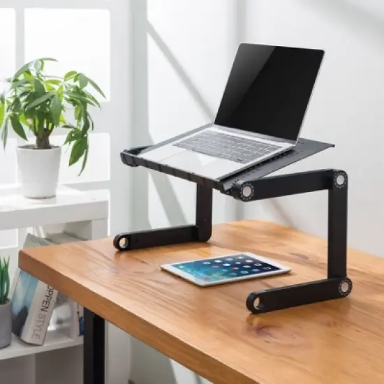 Mount-It! Adjustable Laptop Stand | Portable Standing Desk | Large Size Aluminum Bed Lap Tray Lightweight and Multi-Functional For Work, School & Home image {5}