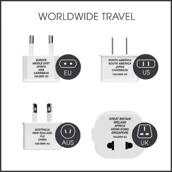 Travel Smart Polarized 12W Power Adapter Plug 4pc Set image {2}