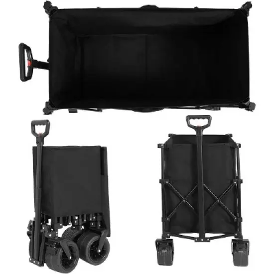 RISOKEYS Collapsible Wagon 220lbs Capacity,300L with Big All-Terrain Beach Wheels & Automatic Rebound Handle for Camping,Gardening,Shopping image {1}