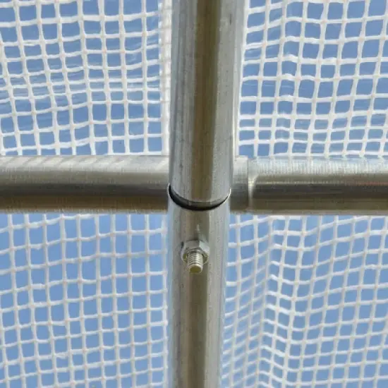 Outsunny 10' x 7' x 7' Walk-in Tunnel Greenhouse, Outdoor Plant Nursery with Quality PE Cover, Zipper Doors and Mesh Windows, White image {4}