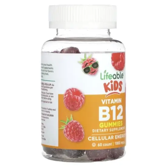 Lifeable Kids Vitamin B12 Gummies, Natural Raspberry, 60 Gummies (500 mg per Gummy) image {3}