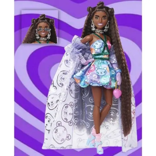 Barbie Superior Fashionista Runway Doll in Teddy-Print Gown with Long Fringe Hair image {8}