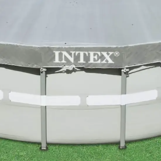 Intex 28041E UV Resistant Deluxe Debris Pool Cover for 18-Foot Intex Ultra Frame Round Above Ground Swimming Pools with Drain Holes, Gray image {4}