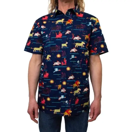 Men's Lion King Character Stampede Button Down Shirt image {2}