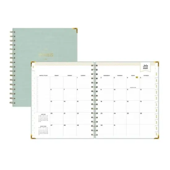 Day Designer 7"x9" 2025-2026 Weekly/Monthly Wirebound Planner Hardcover Hampton Sage Bookcloth image {3}