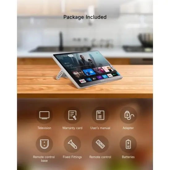SYLVOX 15.6" Smart Kitchen TV, 1080P FHD Flip-Down Under Cabinet TV, Newest Google TV with App Store, Google Assistant, 12-Volt Smart TV for Kitchen image {9}