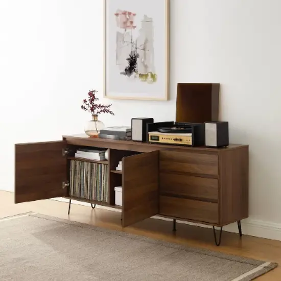 Teagan Record Storage Sideboard Brown Oak - Crosley image {2}