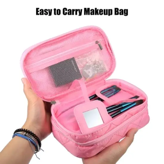 Unique Bargains Cosmetic Bag Travel Makeup Bag Cosmetic Brush Organizer Skin Care Storage Bag for Women 7.87"x4.72"x3.15" 1 Pc image {5}