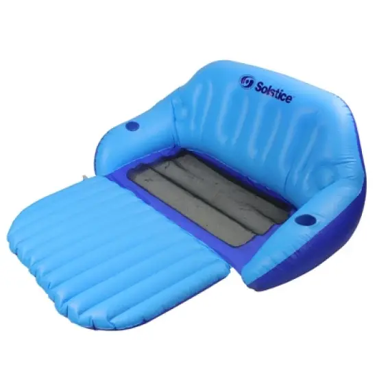 Swimline 72" Inflatable 2-Person Duo Love Seat Swimming Pool Float with Convertible Foot Rest - Blue image {1}