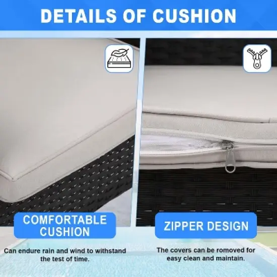 BestMassage 3-Piece Outdoor Patio Furniture Set Rattan Wicker Conversation Set image {2}