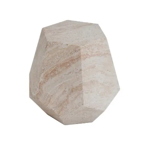 Christopher Knight Home Gerda Outdoor Hexagonal Shape Travertine Lightweight Concrete Side Table image {3}