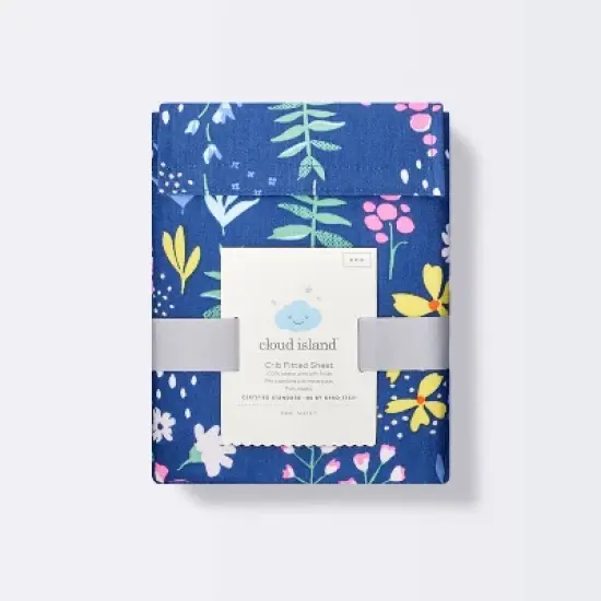 Fitted Crib Sheet Wildflower Dark - Cloud Island&trade; Navy Floral image {4}