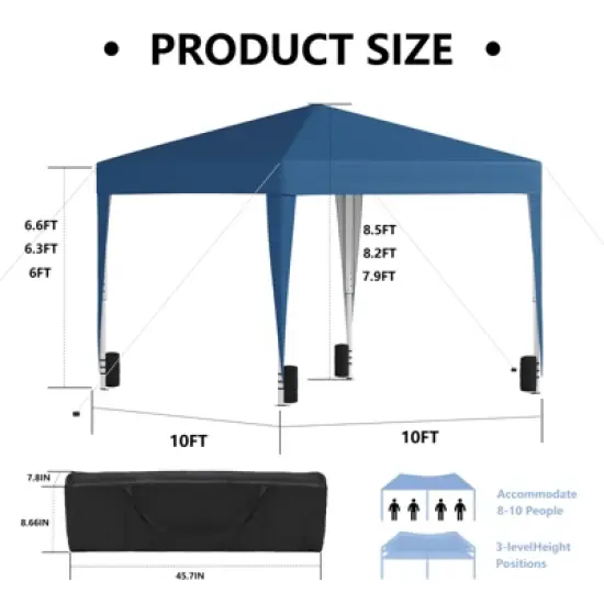 SUGIFT 10'x10' Pop Up Canopy Tent，Easy Setup Instant Canopy , Blue image {2}