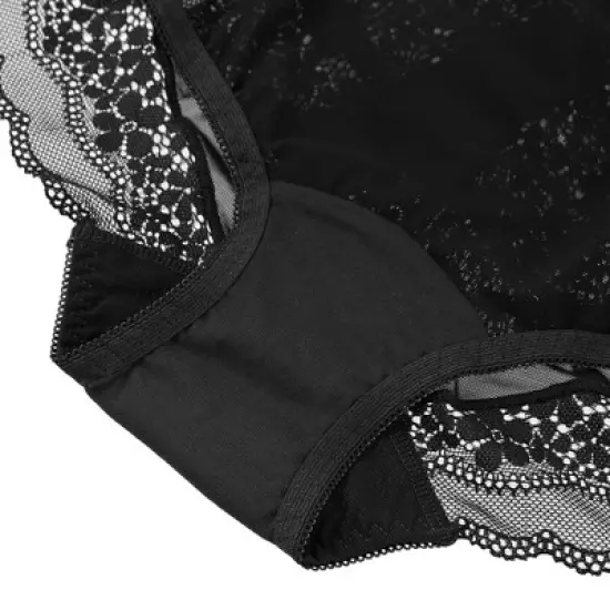 Agnes Orinda Women's Lace Trim High Rise Solid Brief Stretchy Underwear image {2}