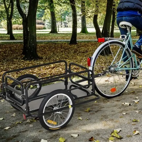 Aosom Bike Cargo Trailer for Hefty Loads, Foldable Compact Storage, Heavy-Duty, Bike Wagon Bike Trailer Bicycle Cargo Trailer Bike Attachment, Black image {2}
