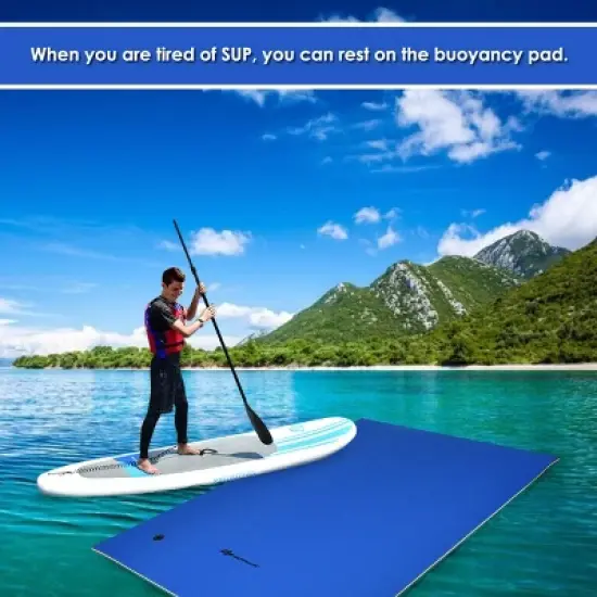 Costway 3 Layer Floating Water Pad Foam Mat Water Recreation Relaxing 9' x 6' image {6}