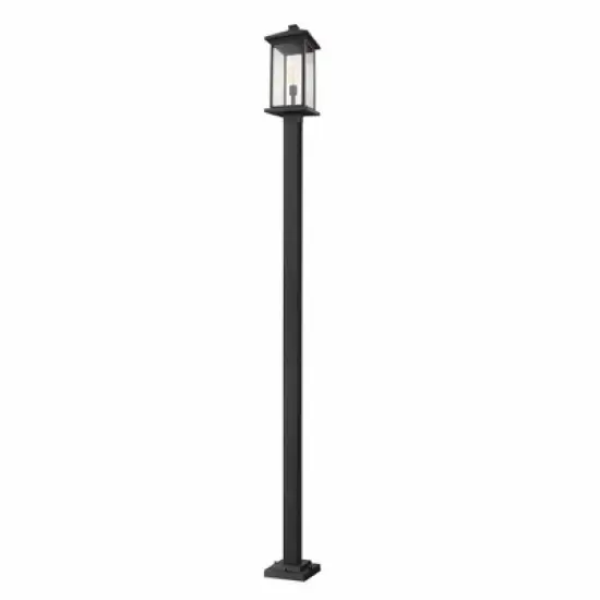 Portland 117" Outdoor Lantern - Dimmable Aluminum Post Light, 1 Bulb, Wet Rated, Black image {2}
