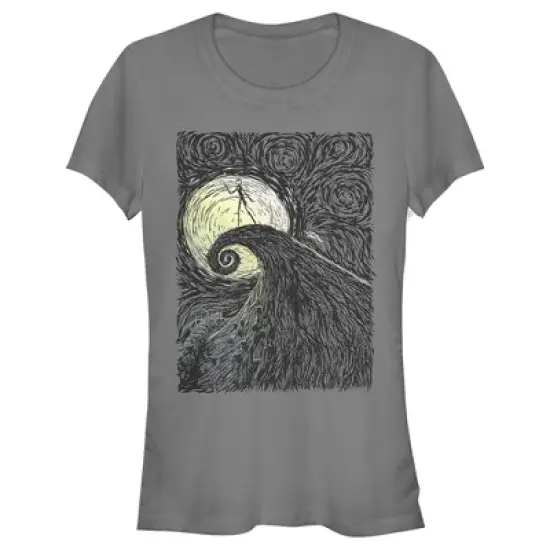 Junior's The Nightmare Before Christmas Jack Skellington Spiral Hill Painting T-Shirt image {3}