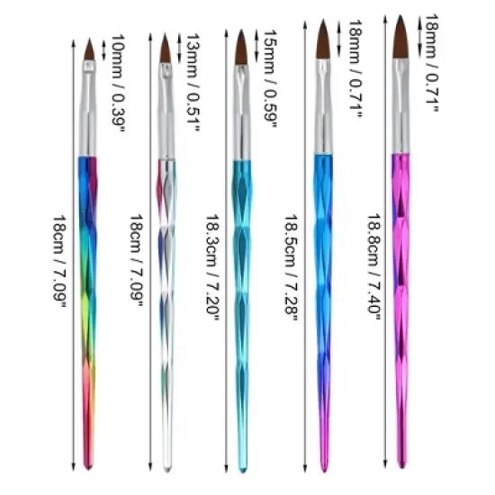 Unique Bargains Double-Headed Nail Art Brushes Multicolored 5 Pcs image {3}