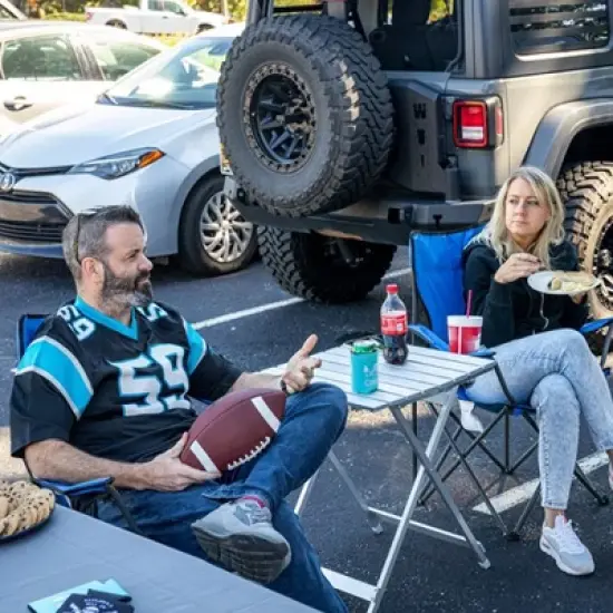 Camco 2 Pack Large Durable Aluminum Fold Away Design Multi Use Outdoor Side Table for RVs, Campsites, Picnics, and Patios, Silver image {2}