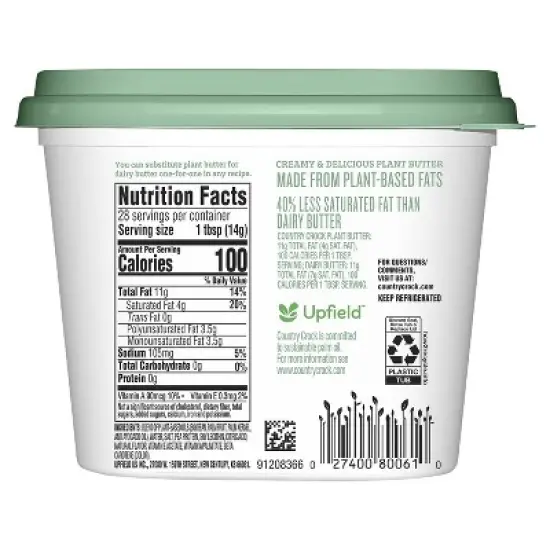 Country Crock Plant Based Avocado Oil Spreadable Tub - 14oz image {1}
