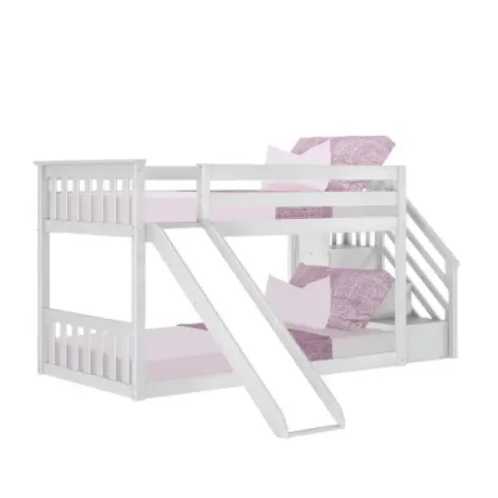 Max & Lily Twin Low Bunk Bed w/ Staircase and Slide image {6}