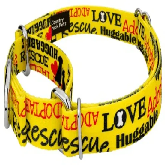 Country Brook Petz Yellow Loveable Rescue Martingale Dog Collar image {1}