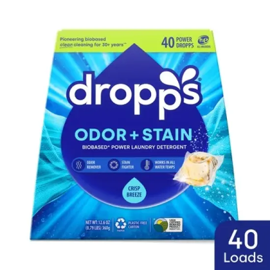 Dropps Laundry Odor & Stain Biobased Detergent Pods - Crisp Breeze - 40ct/12.6oz image {10}