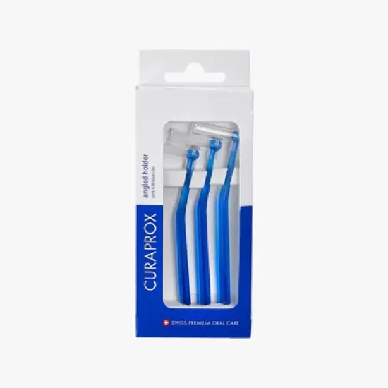 Curaprox UHS 470 Interdental Brush Holder Set, 3-Pack Angled Blue with Protective Caps image {3}