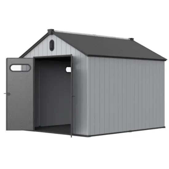 XWT013-1 8*10ft resin plastic storage shed for backyard garden big spire Tool storage image {11}