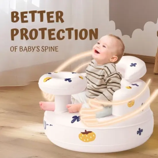 BabyBond Inflatable Baby Seat for Babies 3-36 Months, Baby Floor Seats for Sitting Up,Blow Up Baby Chair with Built in Air Pump,Pumpkin image {1}