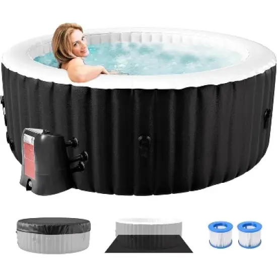 DoCred Inflatable Hot Tub with Air Jets, Heater Pump & Insulated Cover &ndash; Available in 2&ndash;4 or 4&ndash;6 Person Sizes, Round or Square Design image {8}