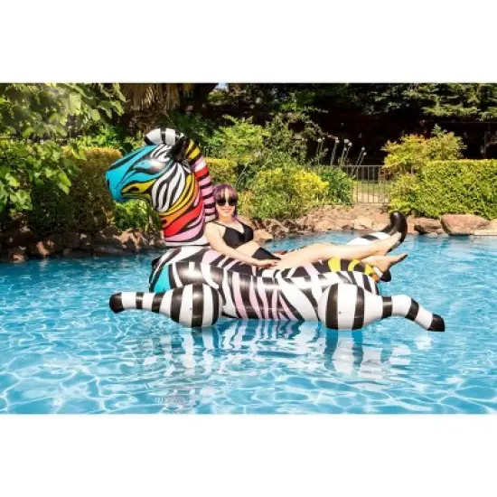 Poolmaster Zany Zebra Jumbo Swimming Pool Float Rider image {1}