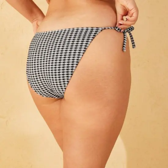 Women's Sparkle Gingham Texture Low-Rise Cheeky Side-Tie Bikini Bottom - Wild Fable&trade; image {4}