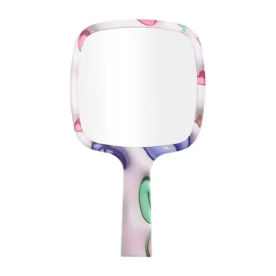 Unique Bargains Durable Square Handheld Mirror Purple Pink 1 Pc image {3}