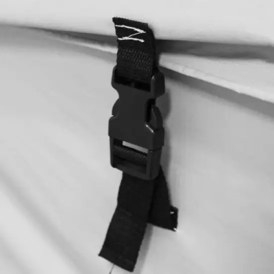 Domain Shelters 176 Gallon 6 x 2 x 2 Foot Outdoor Patio Backyard Garden Storage Container Deck Box w/Removable Weather Bars & Clip Buckles, Gray/Black image {4}