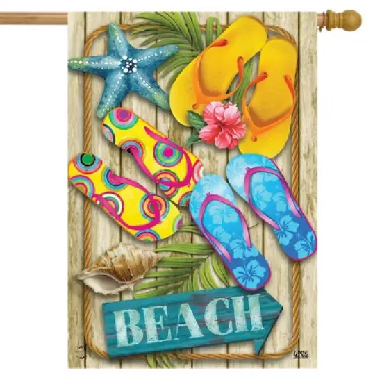 Flip Flops Beach Summer House Flag Nautical 28" x 40" Briarwood Lane image {1}