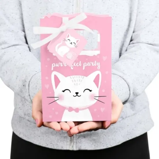 Big Dot of Happiness Purr-fect Kitty Cat - Kitten Meow Baby Shower or Birthday Party Favor Boxes - Set of 12 image {4}