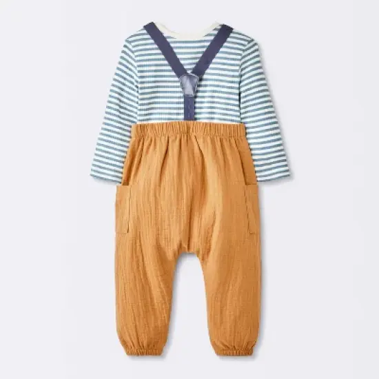 Baby Boys' 2pc Striped Suspender Top & Bottom Set - Cloud Island&trade; Blue image {1}