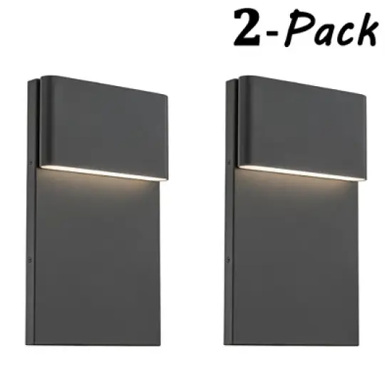 ALOADECOR Modern Simple Sqaure Integrated LED Outdoor Wall Sconce with Dusk to Dawn Sensor in Matte Black for Porch Patio (&uml;2 Pack) image {8}