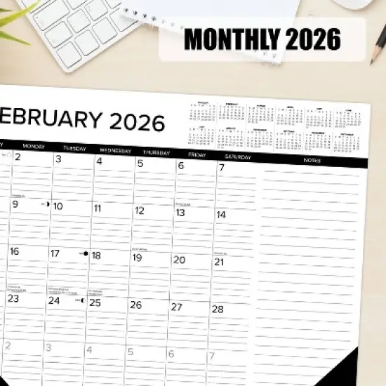 Willow Creek Press 22"x17" 2026 Black and White with Lines Large Monthly Deskpad image {3}