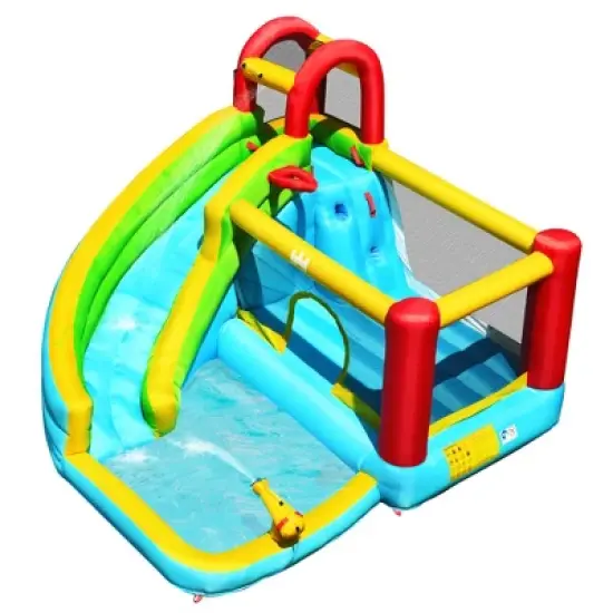 Costway Inflatable Kids Water Slide Jumper Bounce House Splash Water Pool W/ 735W Blower image {2}