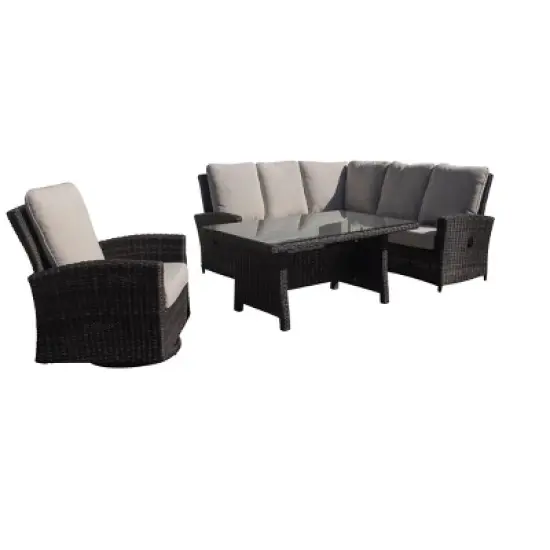 Courtyard Casual Cheshire 5 pc Chow Dining Recline Sectional Set with Swivel Glider image {3}