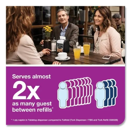 Tork Xpressnap Fit Interfold Dispenser Napkins, 2-Ply, 6.5 x 8.39, Natural, 120/Pack, 36 Packs/Carton image {8}