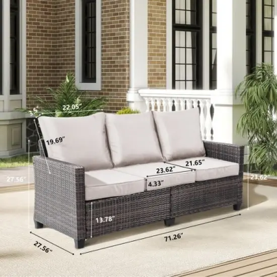 Decksplore Patio Furniture Set 3 Piece Wicker Outdoor Furniture All-Weather PE Rattan with Cushions image {9}